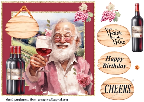 Male vineyard Birthday card front 3