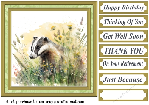 Floral badger card front 1