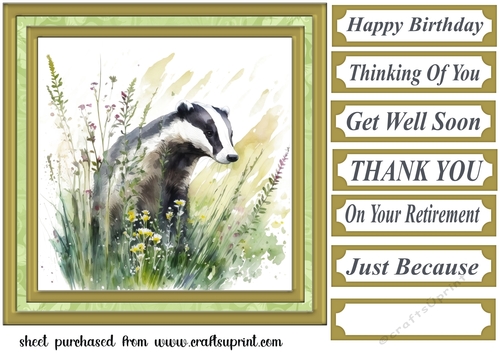 Floral badger card front 3