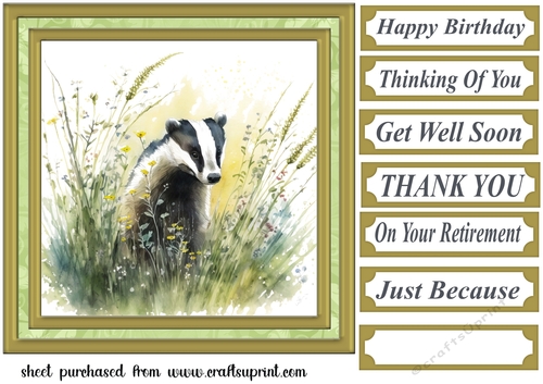 Floral badger card front 9