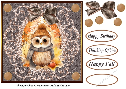 Autumn owl card front 1