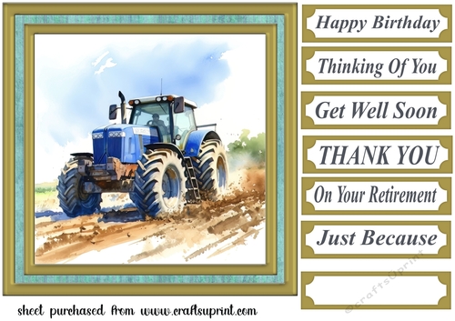 Framed tractor card front 6