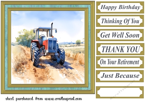 Framed tractor card front 8
