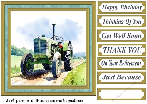 Framed tractor card front 10