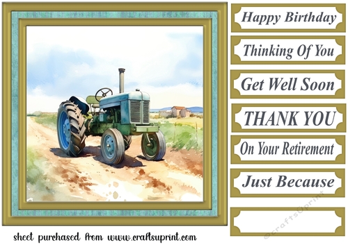 Framed tractor card front 11
