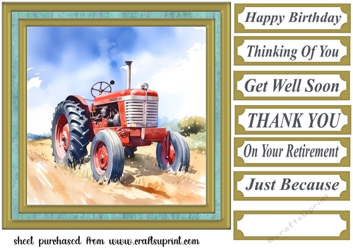 Framed tractor card front 12
