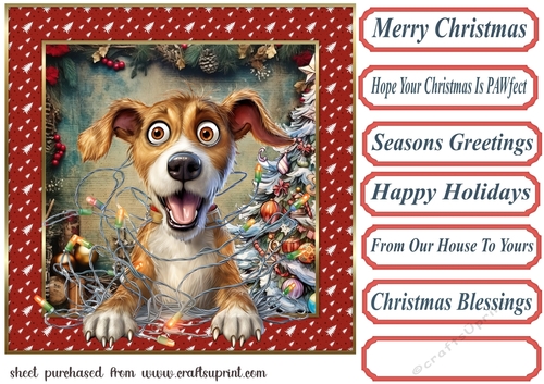Christmas pooch in a tangle card front 3