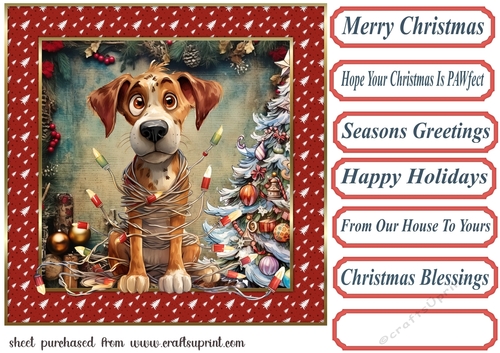 Christmas pooch in a tangle card front 10