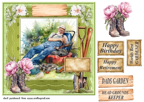 Male garden themed card front 2
