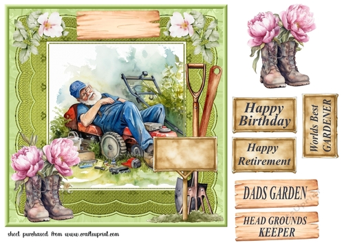 Male garden themed card front 3