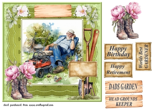 Male garden themed card front 4