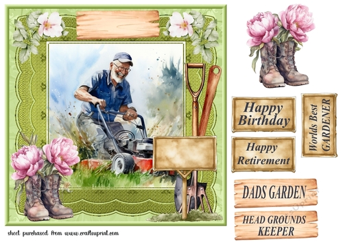 Male garden themed card front 5