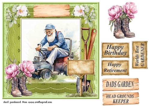 Male garden themed card front 8