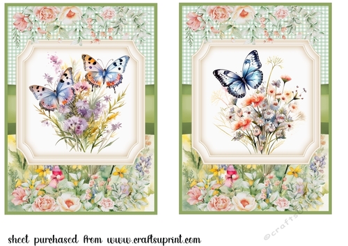 2 Floral butterfly card fronts(5x7 aprox) 2