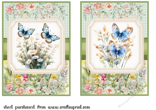 2 Floral butterfly card fronts(5x7 aprox) 3