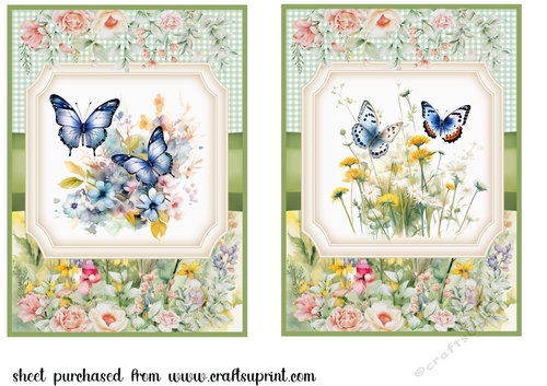 2 Floral butterfly card fronts(5x7 aprox) 4