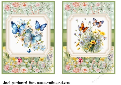 2 Floral butterfly card fronts(5x7 aprox) 5