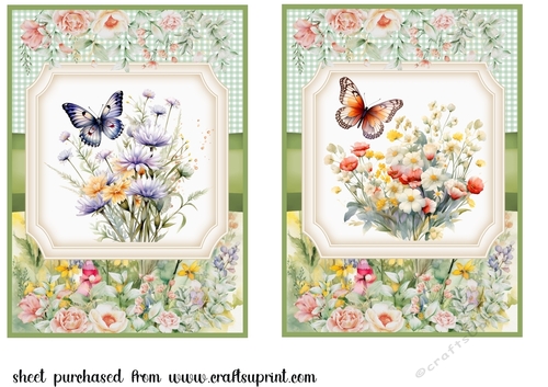 2 Floral butterfly card fronts(5x7 aprox) 6