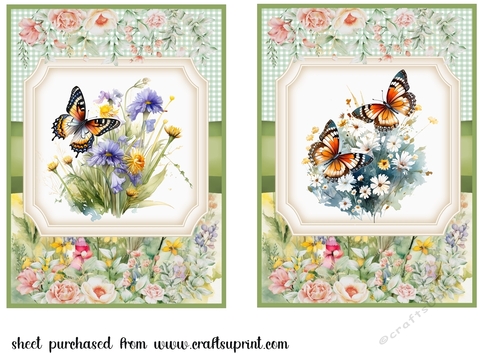 2 Floral butterfly card fronts(5x7 aprox) 7