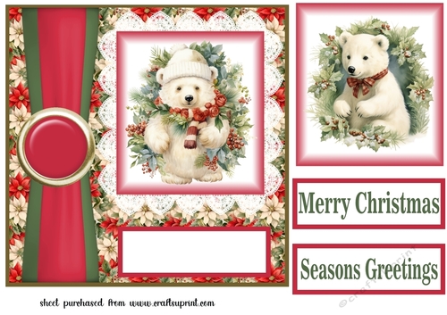 Christmas polar bear card front 3