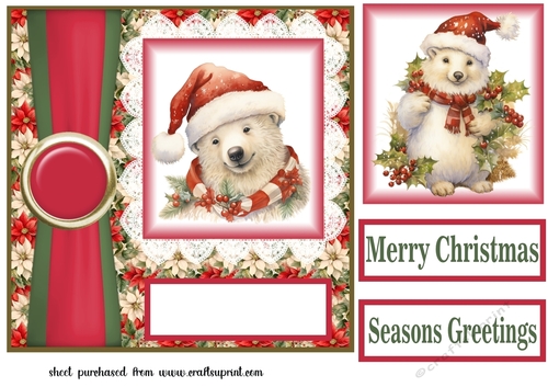 Christmas polar bear card front 4