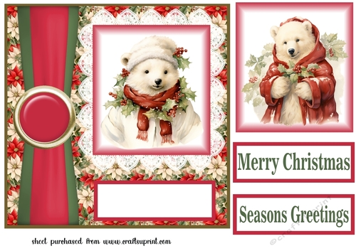 Christmas polar bear card front 7