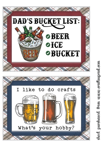 2 7x5 aprox beer themed card fronts/toppers