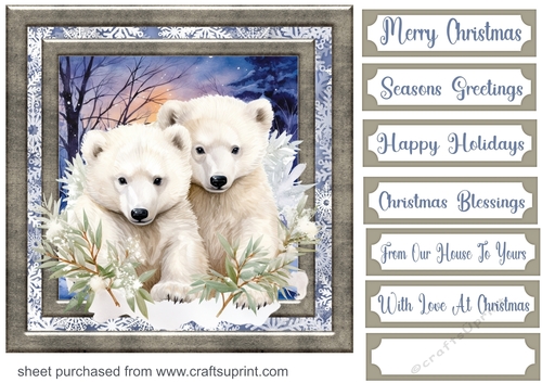 Framed winter animals card front 2