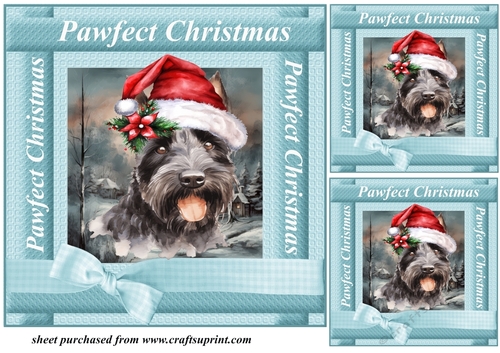 3 Scottish terrier Pawfect Christmas card fronts/toppers 2