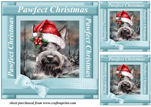 3 Scottish terrier Pawfect Christmas card fronts/toppers 3