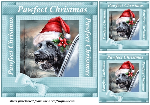 3 Scottish terrier Pawfect Christmas card fronts/toppers 5