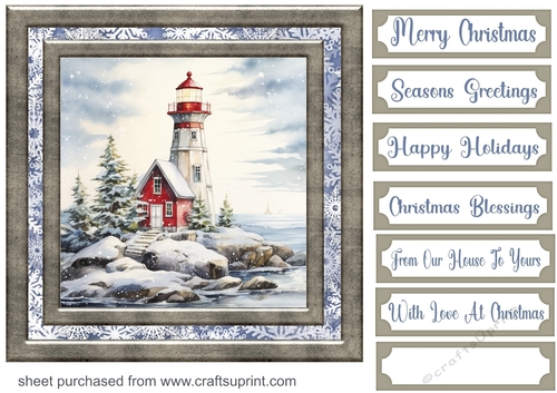 Christmas lighthouse card front 3