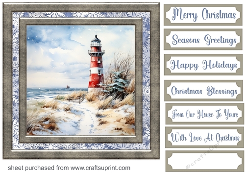 Christmas lighthouse card front 4