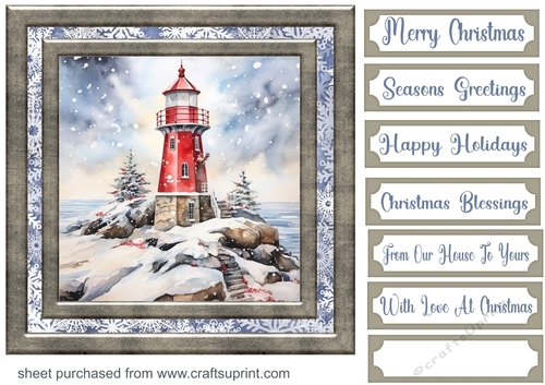 Christmas lighthouse card front 5