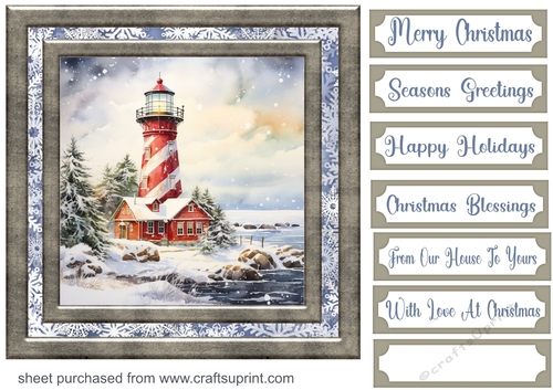 Christmas lighthouse card front 6