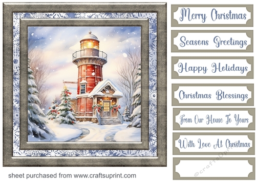 Christmas lighthouse card front 7