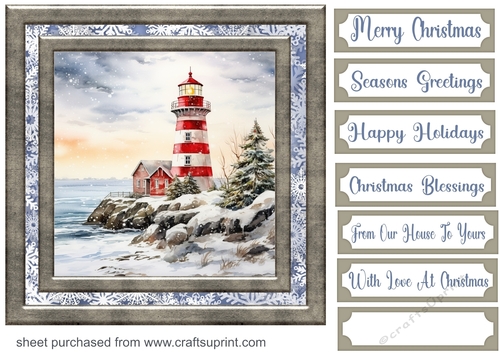 Christmas lighthouse card front 8