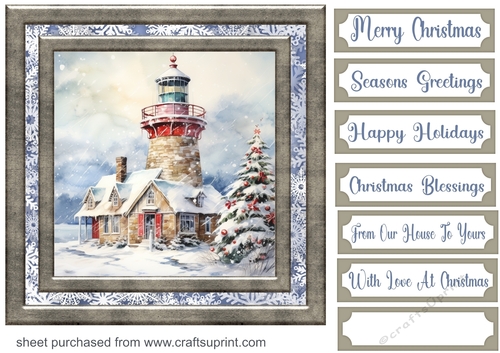 Christmas lighthouse card front 11