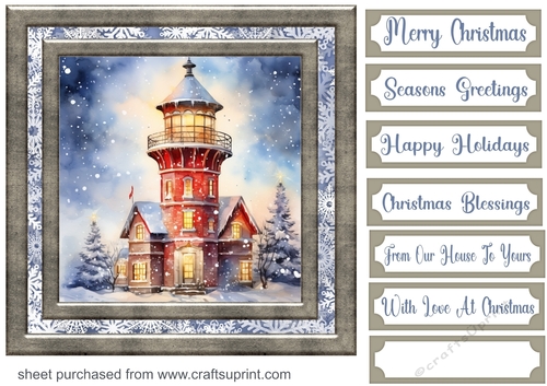 Christmas lighthouse card front 12