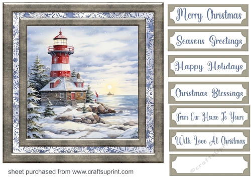 Christmas lighthouse card front 13