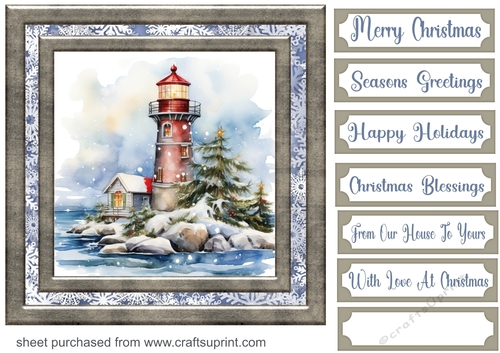 Christmas lighthouse card front 14