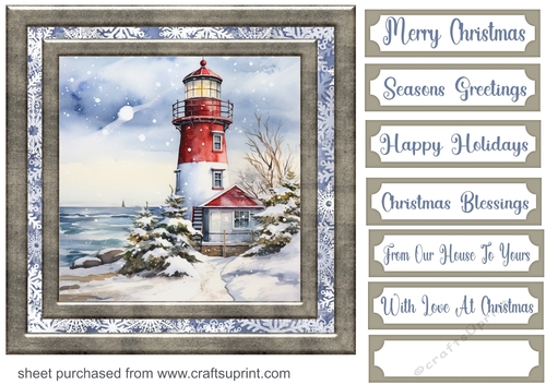 Christmas lighthouse card front 15