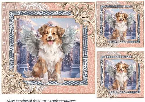 3 Christmas angel pup card fronts/toppers 1