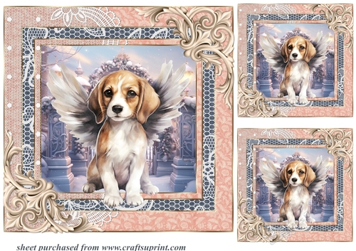 3 Christmas angel pup card fronts/toppers 2