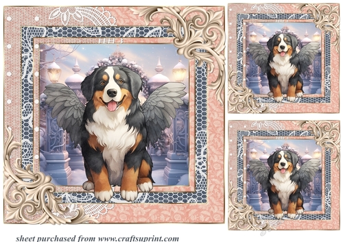 3 Christmas angel pup card fronts/toppers 3