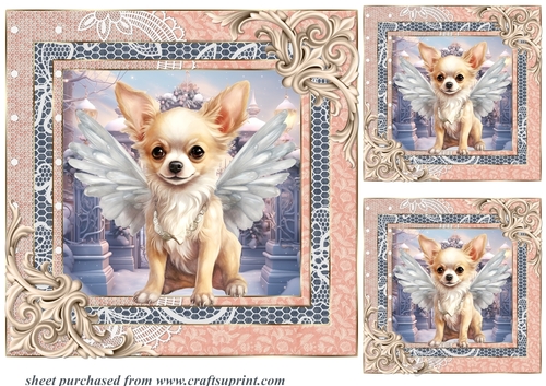 3 Christmas angel pup card fronts/toppers 8