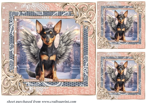 3 Christmas angel pup card fronts/toppers 10