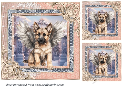 3 Christmas angel pup card fronts/toppers 11