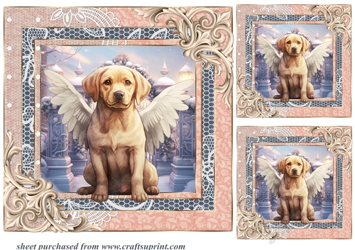 3 Christmas angel pup card fronts/toppers 14