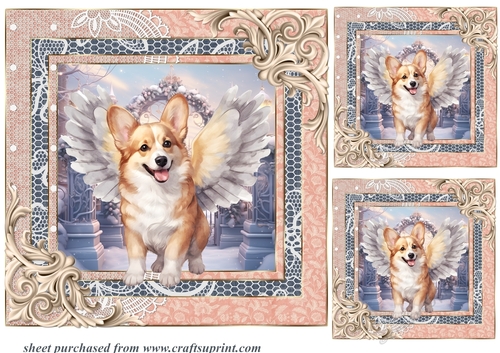 3 Christmas angel pup card fronts/toppers 15
